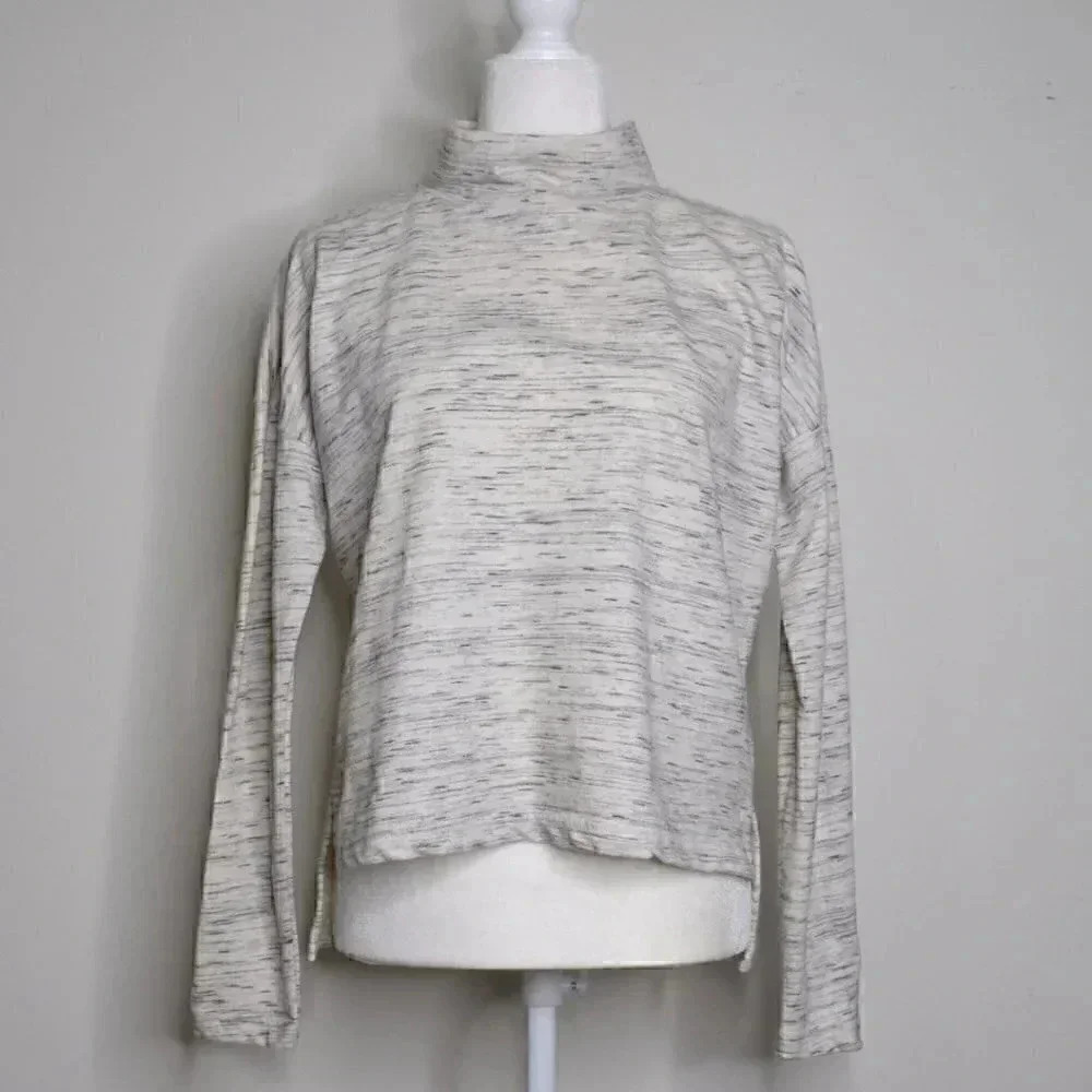 Propel by Bass Mock Neck White & Gray Long Sleeve Lightweight Sweatshirt - Small